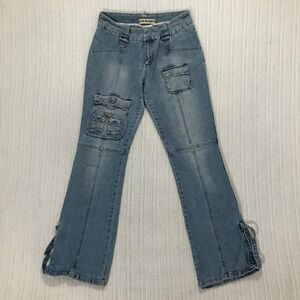 Joe Boxer Y2K‎ Light Wash Denim Low Rise Flare Leg Cargo Jeans